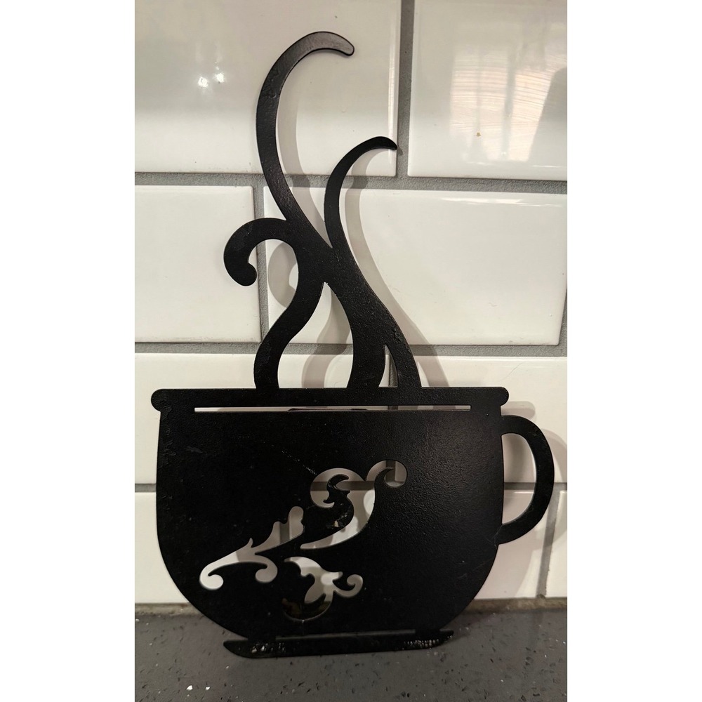 Metal‎ Coffee Cup Coffee bar Wall Hanging Black